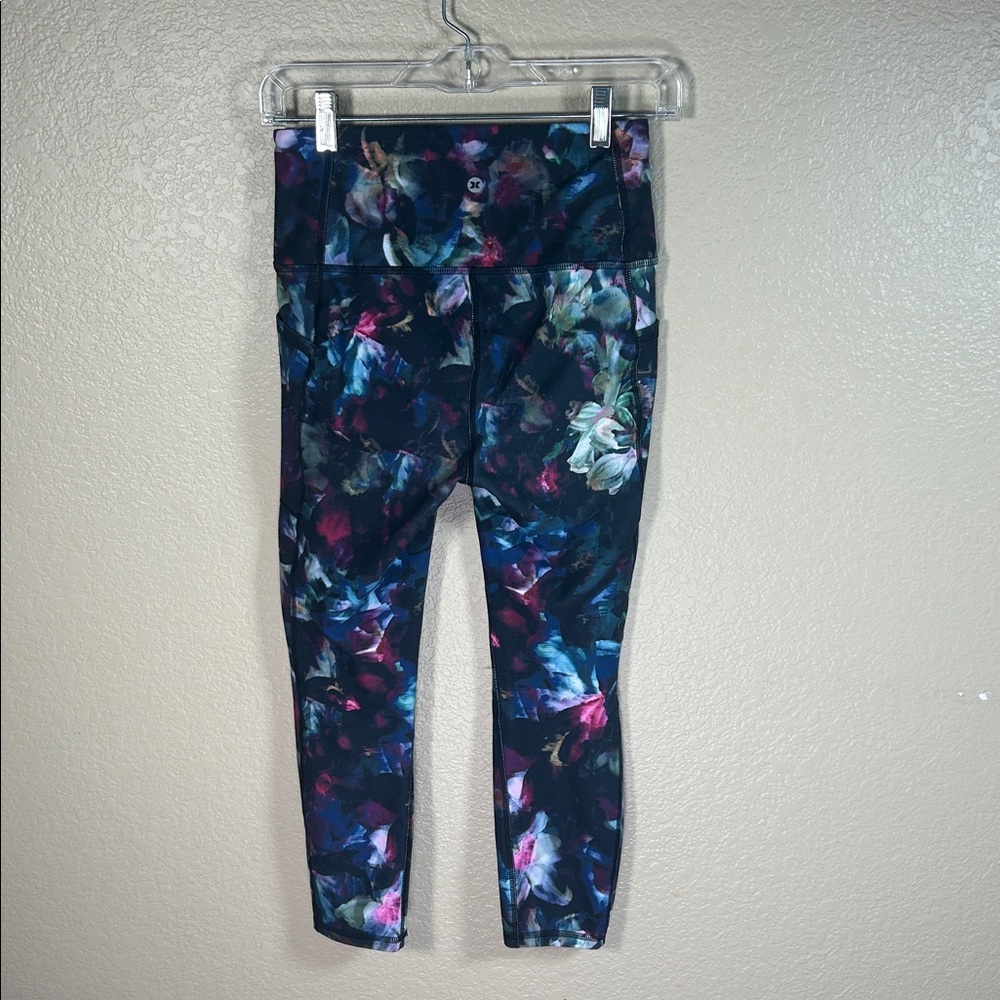 RBX Small Multicolor Workout Leggings – Side Pockets – Blue Pink Green - Picture 2 of 3